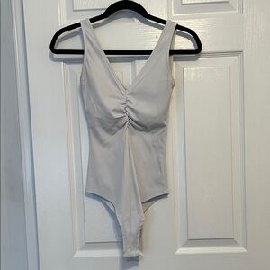 White Ruched Bodysuit